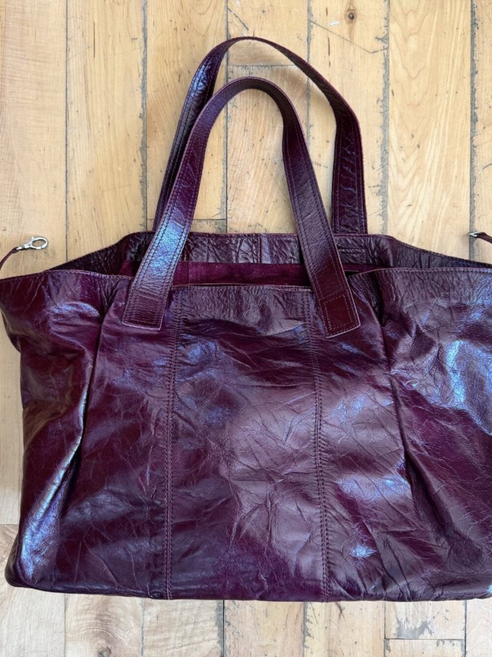 Francesco Biasia Burgubdy Red Leather Hobo Tote Shoulder Bag Purse